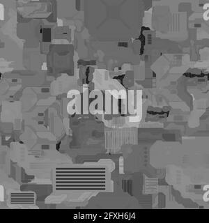 Nahtlos wiederholendes Muster von Höhenkarten. Kann für futuristische Objekte in 3D verwendet werden Stockfoto