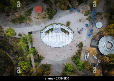 Luftaufnahme des Monument to the Boy Heroes (spanisch: Monumento a los Ninos Heroes) im Chapultepec Park in Mexiko-Stadt, Mexiko. Stockfoto