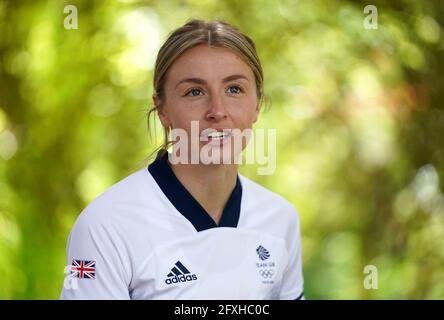 Team GB und Arsenals Leah Williamson während der Bekanntgabe der Frauen-Fußballmannschaft des Teams GB Tokyo 2020 im Botanischen Garten in Birmingham. Bilddatum: Donnerstag, 27. Mai 2021. Stockfoto