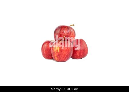 Gruppe von roten Äpfeln isoliert auf weißem Hintergrund Stockfoto