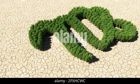 Konzept oder konzeptuelle Gruppe von grünen Wald Baum auf trockenem Boden Hintergrund als Zeichen der jungfrau Tierkreis Zeichen. Ein 3D Illustration Symbol für Esoterik, das My Stockfoto