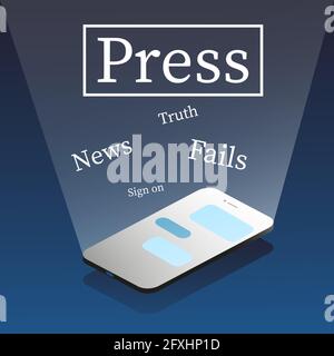 Smartphone News Vektor isometrisch Stock Vektor