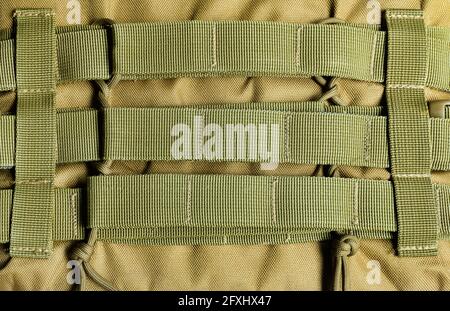 Foto der militärischen olivfarbenen gepanzerten Weste molle System. Stockfoto