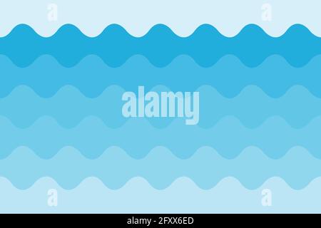 Abstrakter Meereswellen-Vektor. Wiederholen Sie das Meerwasser-Muster. Horizontal nahtlose Textur. Stock Vektor
