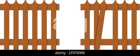 Sammlung von holzzäunen auf weißem Hintergrund. Design Element Stock Vektor