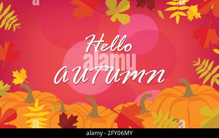 Herbst Hintergrund mit Blätter und Kürbisse. Hallo Herbst Stock Vektor