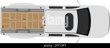 Vector Illustration pick up Auto, Lkw Ansicht von oben. Logistik und Lieferung Service Konzept Stock Vektor