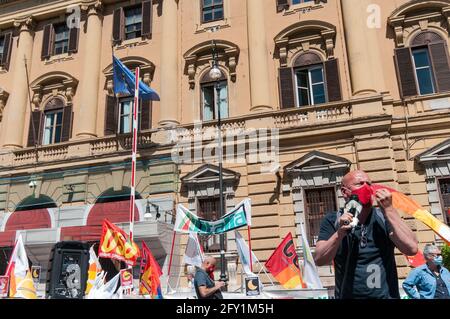 Rom, Italien. Mai 2021. 05/27/2021 Rom, Demonstration von Alitalia-Mitarbeitern in der Nähe des Finanzministeriums gegen den Verkauf der nationalen Fluggesellschaft Kredit: Independent Photo Agency/Alamy Live News Stockfoto