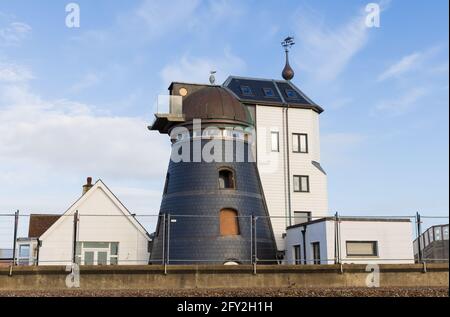 Das alte Mühlenhaus während der Renovierung. Aldeburgh, Suffolk. VEREINIGTES KÖNIGREICH Stockfoto