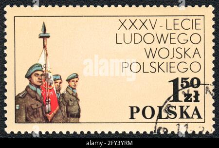 Briefmarke zeigt 35 Jahre polnische Volksarmee, aus Serie, Polen, 1981 Stockfoto