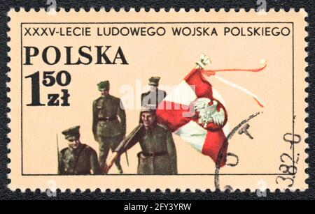 Briefmarke zeigt 35 Jahre polnische Volksarmee, aus Serie, Polen, 1982 Stockfoto