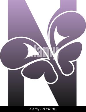 Buchstabe N mit Schmetterling Symbol Logo Design Vektor Vorlage Stock Vektor