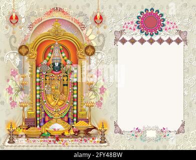 Lord Tirupati Tischkalender Layout. Stockfoto