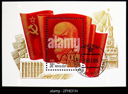 MOSKAU, RUSSLAND - 22. AUGUST 2019: Briefmarke gedruckt in der Sowjetunion (Russland) zeigt, Serie, circa Stockfoto