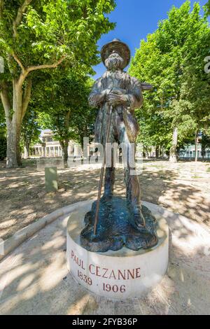 FRANKREICH, BOUCHES-DU-RHONE (13) AIX-EN-PROVENCE, PAUL CEZANNE STATUE Stockfoto