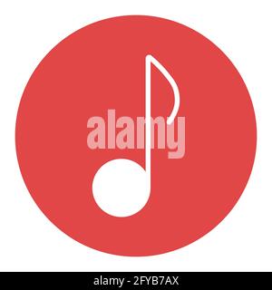 Musiknote flaches Vektor weißes Glyphen-Symbol. Graph-Symbol für Musik und Sound Website und Apps Design, Logo, App, UI Stock Vektor
