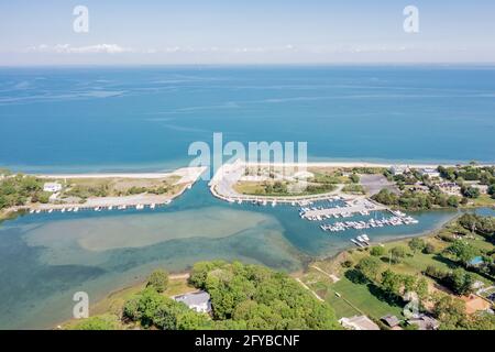 Luftaufnahme von Clearwater Beach, East Hampton, NY Stockfoto