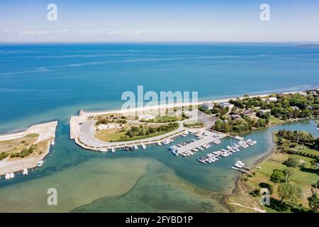 Luftaufnahme von Clearwater Beach, East Hampton, NY Stockfoto