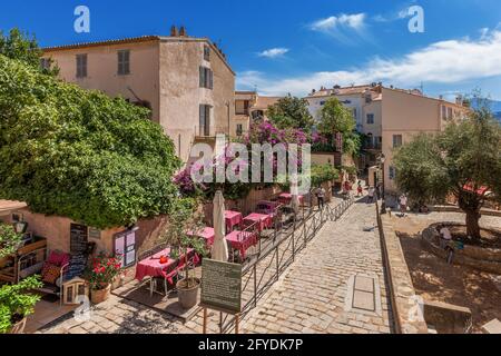 FRANKREICH. HAUTE CORSE (2B) REGION BALAGNE. CALVI (LUFTAUFNAHME EINES TELESKOPMASTES) Stockfoto