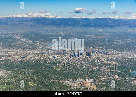 Luftaufnahme der Innenstadt von Denver, Colorado, USA Stockfoto