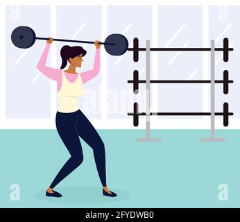Frau heben Barbell Stock Vektor