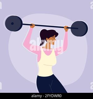 Frau heben Barbell Stock Vektor