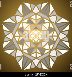 Monochromes Mosaikmuster auf goldenem Hintergrund. Vektorgrafik. Stock Vektor