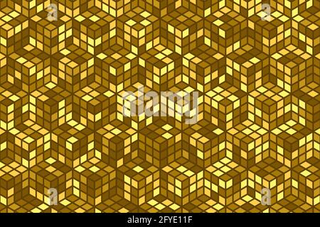 Abstraktes Gold geometrisches Nahtloses Musterdesign modern. Luxus-Hintergrund mit goldenem Sechseck für, dekorativ, Teppich, Tapete, Kleidung, Verpackung, Batik Stock Vektor
