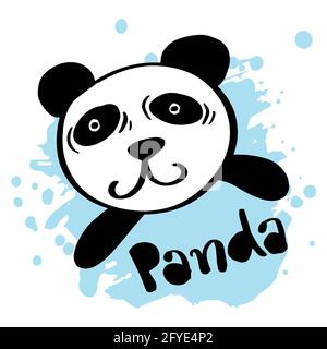 Panda Bär Gesicht Kopf Symbol. Für Poster- oder T-Shirt-Textilien Stockfoto