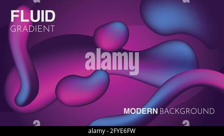Fluid Gradient, retro futuristisches Themendesign mit Glow und dreidimensionalen abstrakten Volumenformen für Webdesign, App, Banner, Interface. Stock Vektor
