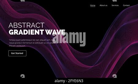Elegante Hintergrund Wave Render digitale 3d Mesh-Technologie Industrie. Landing Page mit abstraktem Stoffrendering und dunklem Hintergrund und futuristischem Konzept Stock Vektor