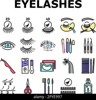 Wimpern Erweiterung Sammlung Icons Set Vektor Stock Vektor