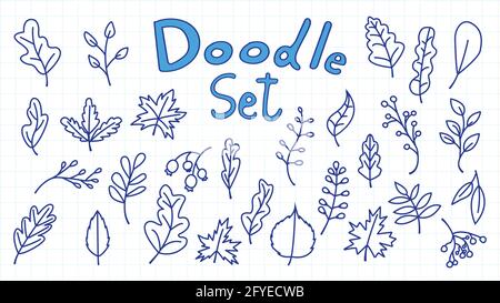 vektor Doodle Hand gezeichnet Blätter gesetzt Stock Vektor