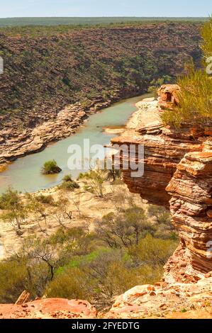 Blick aus der Natur Fenster, Kalbarri NP, WA, Australien Stockfoto