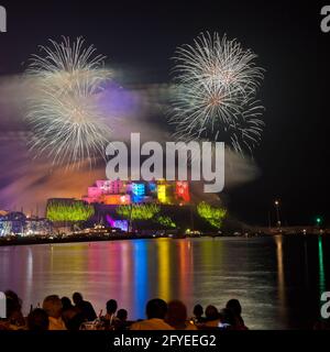 FRANKREICH, HAUTE-CORSE (2B) BALAGNE, CALVI UND IHRE ZITADELLE, FEUERWERK VOM 15. AUGUST Stockfoto