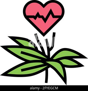 Natürliche Pflanze für Herzschlag Phytotherapie Farbe Symbol Vektor Illustration Stock Vektor