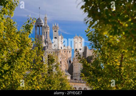 FRANKREICH. LOIR-ET-CHER(41) DIE BURG CHAMBORD, DAS WAHRZEICHEN DER FRANZÖSISCHEN RENAISSANCE AUF DER GANZEN WELT, IST EIN UNESCO-WELTKULTURERBE.JUWEL DER ARCHITEKTUR Stockfoto