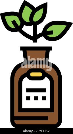 Natürliche Pflanze Phytotherapie Medikamente Flasche Farbe Symbol Vektor Illustration Stock Vektor