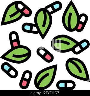 Natürliche Medikamente Phytotherapie Farbe Symbol Vektor Illustration Stock Vektor