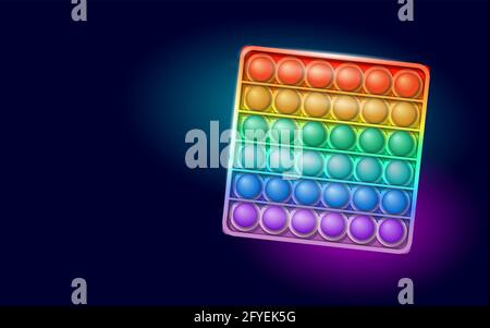 3D realistisches Anti-Stress-Fidget-Spielzeug. Kinder und Erwachsene Trending multicolor Regenbogen Brettspiel sensorischen Pop it Silikon Vektor Illustration. Flexibel Stock Vektor