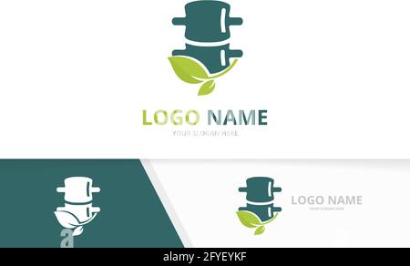 Grünes Rückenlogo-Design. Vector natürlichen spinalen diagnostischen Zentrum Logotyp. Stock Vektor