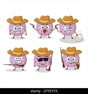 Coole Cowboy Erdbeer Keks Cartoon-Figur mit einem niedlichen Hut. Vektorgrafik Stock Vektor