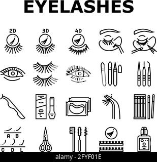 Wimpern Erweiterung Sammlung Icons Set Vektor Stock Vektor