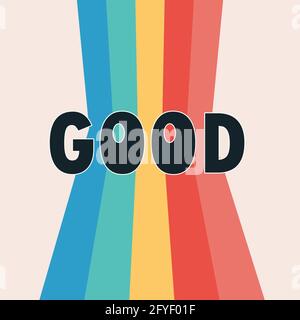 Gut. Abstraktes Poster. 90er-Stil. Farbspur. Vorlage für Karte, Poster, Banner, Etikett, Druck für T-Shirt. Vektorgrafik. Stock Vektor