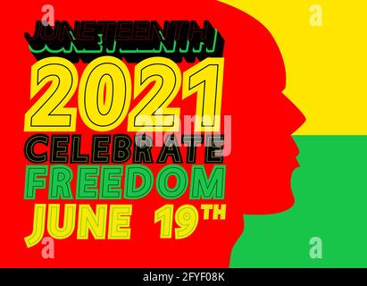 Juneteenth Independence Day. Grußkarte für den Tag der Freiheit oder Emanzipation. Vector für amerikanischen Feiertag, gefeiert am 19. Juni. Stock Vektor