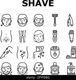 Shave Treat Accessory Collection Icons Set Vector Stock Vektor