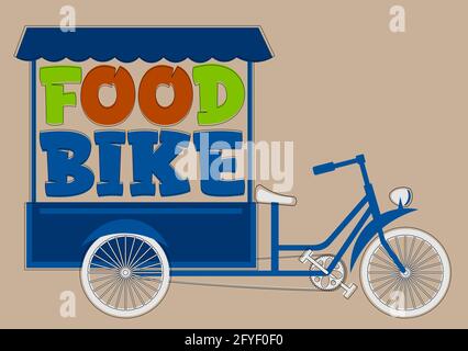 Blaues Food Bike Logo mit weißen Rädern 1 Stock Vektor