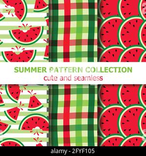 Sommer-Musterkollektion. Wassermelone. Sommerbanner. Vektor Stock Vektor