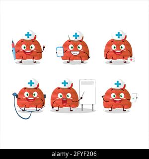 Arzt Beruf Emoticon mit Wassermelone Eis Kugeln Zeichentrickfigur. Vektorgrafik Stock Vektor