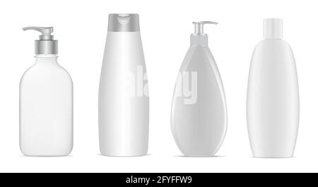 Kosmetische Flasche Paket Mockup. Kosmetikproduktbehälter, Hautpflege-Creme-Tube, Haarlotion, Shampoo-Glas Probe Mock-up, 3d-Design-VorlagenRealistic Stock Vektor